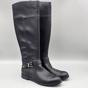 Kenneth Cole Women's Size 7.5 US Wind Black Leather Knee High Riding Boots